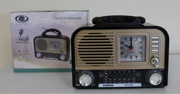 Everton RT-670 Bluetooth Usb-Micro Sd Saatli Nostaljik Radyo ürün görseli 1