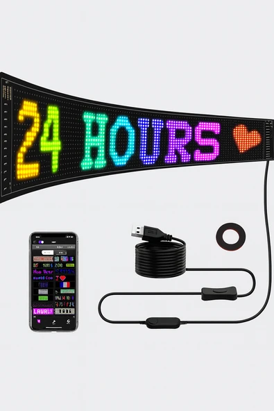Programlanabilir LED İşaretler  İç Mekan için Mesaj Kaydırma LED Ekran  Esnek LED Reklam 60CM İşareti Bluetooth APP  Özel Editör Animasyonları ürün görseli 1