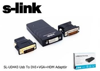 S-link SL-UD443 Usb To DVI+VGA Adaptör - Resim 2