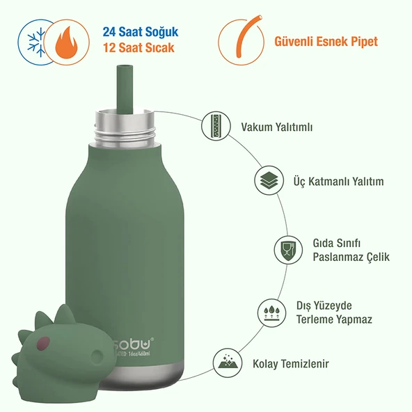 Asobu Bestie Bottle - Dinosaur - Resim 4