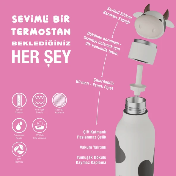 Asobu Bestie Bottle - Cow - Resim 4