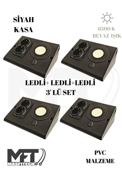 Masfitech Dolap & Tezgah Altı Prizli Aydınlatma 3 Watt 6500k Beyaz Işık (4 Adet) ürün görseli 1