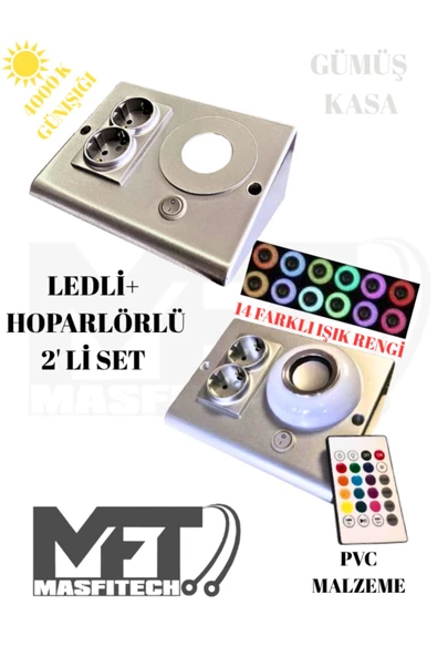 Masfitech Dolap Ve Tezgah Altı Bluetooth Müzik Çalar Hoparlör Ve Ledli Prizmatik (2'Lİ SET) 4000k Günışığı ürün görseli 1