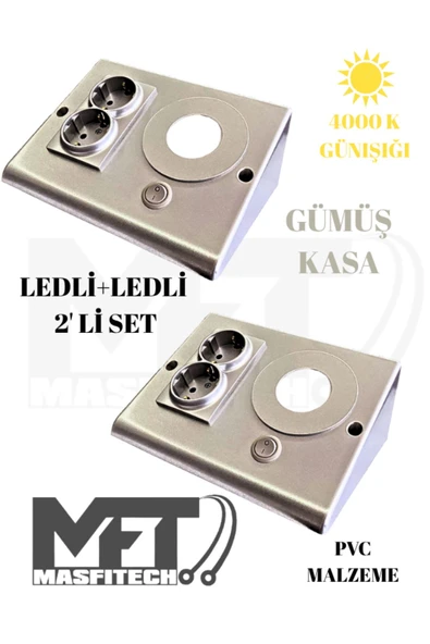 Masfitech Dolap Ve Tezgah Altı Prizli Led Aydınlatma Siyah–3 Watt 4000k Günışığı |mutfak Için Şık Işık Ve Priz ürün görseli 1
