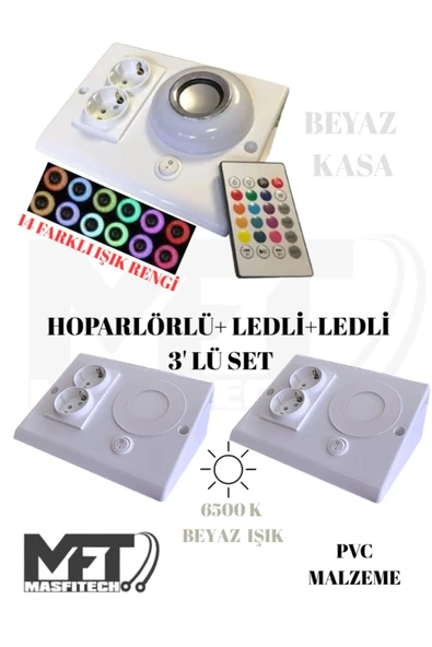 Masfitech Dolap Ve Tezgah Altı Bluetooth Müzik Çalar Ve Ledli Prizmatik Venüs (3'LÜ SET) ürün görseli 1