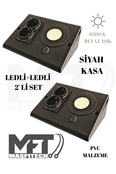 Masfitech Dolap Tezgah Altı Prizli Aydınlatma 3 Watt 6500k Beyaz ışık (2 Adet) ürün görseli 1