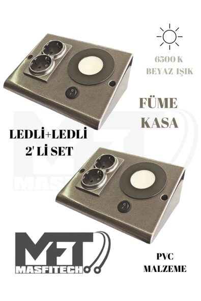 Masfitech Dolap Tezgah Altı Prizli Aydınlatma 3 Watt 6500k Beyaz ışık (2 Adet) ürün görseli 1