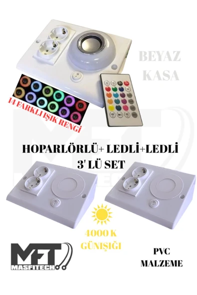 Masfitech Dolap Ve Tezgah Altı Bluetooth Müzik Çalar Ve Ledli Prizmatik Venüs (3'LÜ SET) 4000K GÜNIŞIĞI ürün görseli 1