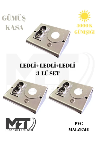Masfitech Dolap & Tezgah Altı Prizli Aydınlatma 3 Watt 4000K Günışığı (3 Adet) Uyumlu ürün görseli 1