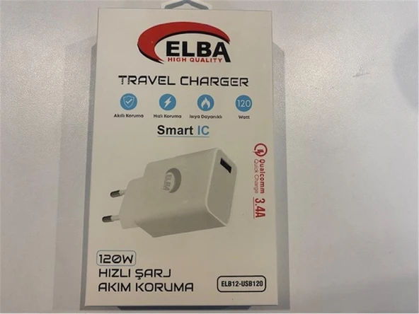 Elba ELB12 Elb- USB120 120W 3.4A Hızlı Şarj Akım Koruma Isıya Dayanıklı EV Şarj Kafa ürün görseli 1