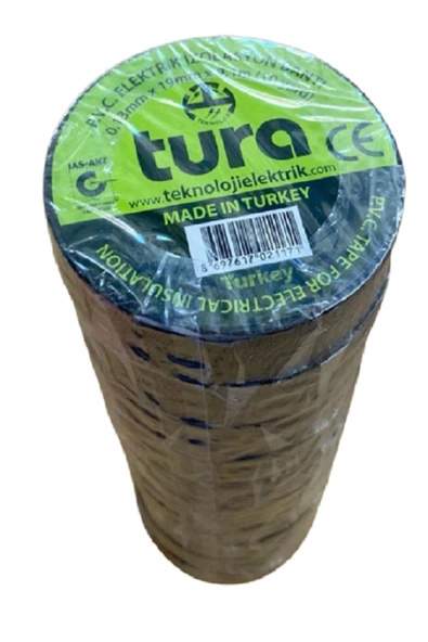 Tura Izole Bant - Pvc Elektrik Izolasyon Bandı - Siyah - 10'lu ürün görseli 1