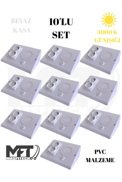 Masfitech Dolap & Tezgah Altı Prizli Aydınlatma 3 Watt 4000k Günışığı (10 Adet) ürün görseli 1