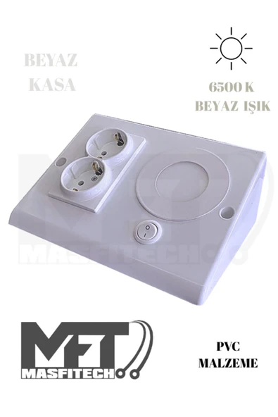 Masfitech Dolap Ve Tezgah Altı Prizli Led Aydınlatma – 3 Watt Beyaz Işık | Mutfak Için Şık Işık Ve Priz Çözümü ürün görseli 1