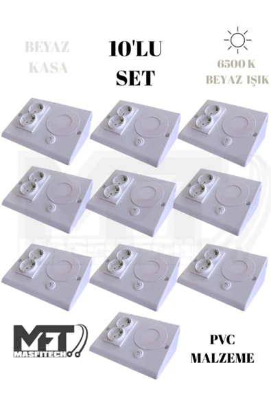 Masfitech Dolap & Tezgah Altı Prizli Aydınlatma 3 Watt (BEYAZ İŞIK) 10 Adet ürün görseli 1