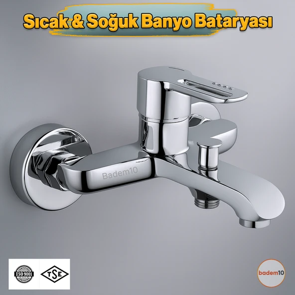 Premium Tek Kollu Krom Banyo Bataryası Duvar Tipi Armatür Şık Modern Tasarım Sıcak Soğuk Ayarlı ürün görseli 1