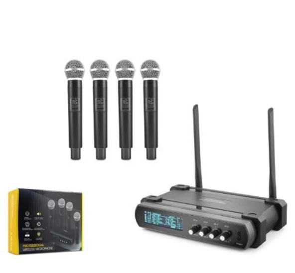 Hadron Hdx2792 Kablosuz 4-Mikrofon Vhf Siyah ürün görseli 1