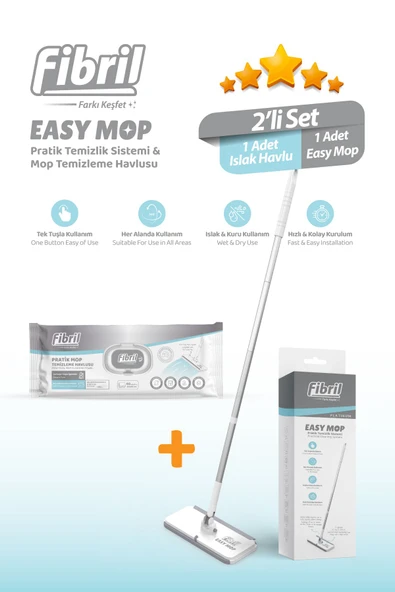 Fibril  Easy Mop Pratik Temizlik Sistemi + 1 Paket Temizleme Havlusu 40 Yaprak ürün görseli 1