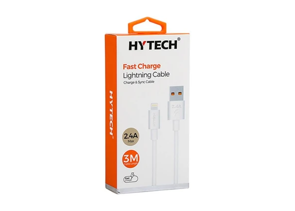 Hytech HY-X99 3m 2.4A Usb to Lightning Beyaz Data + Sarj Kablosu ürün görseli 1