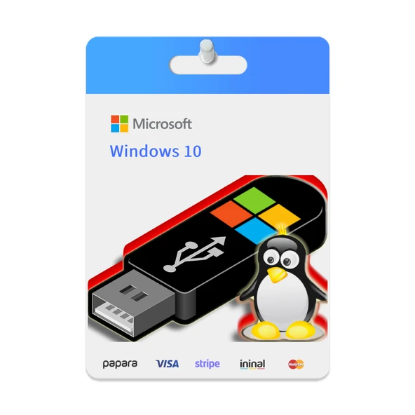 Windows 10 Kurulum Dosyalı 64GB USB Bellek (Windows 10 Pro Lisans Anahtarı Hediyeli) ürün görseli 1