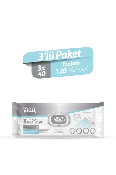 Fibril  Mop Temizleme Havlusu 3 Paket 120 Yaprak ürün görseli 1