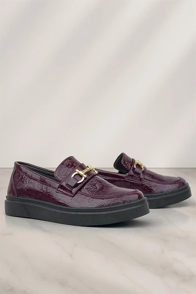 Rakerplus Bordo Tokalı Loafer Çocuk Klasik Ayakkabı ürün görseli 1