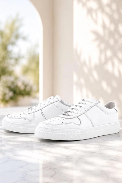 Rakerplus Hakiki Deri Beyaz Kız Çocuk Günlük Sneaker Ayakkabı ürün görseli 1