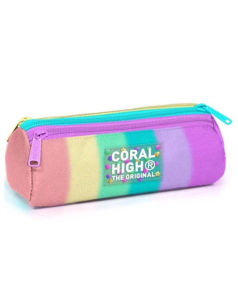 Coral High Renkli Çizgili Üç Bölmeli Kalem Çantası 11159 ürün görseli 1