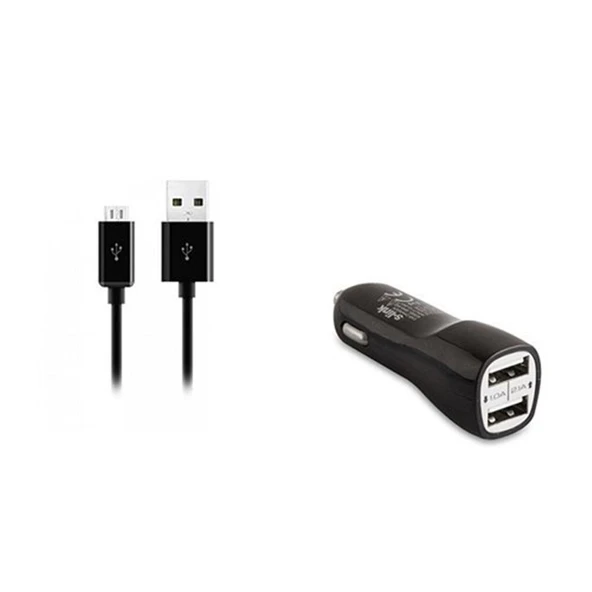S-link SMG-444 2.1A Micro Usb Akıllı Telefonlar 2in1 Araba Şarjı ve Kablosu ürün görseli 1