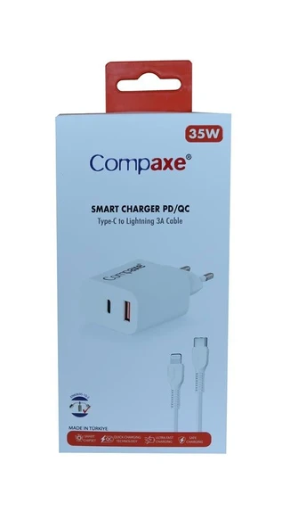 Compaxe CTA-350TI 35W 5V 3A PD-QC+ Type-C To Lightning Şarj Kablosu ürün görseli 1