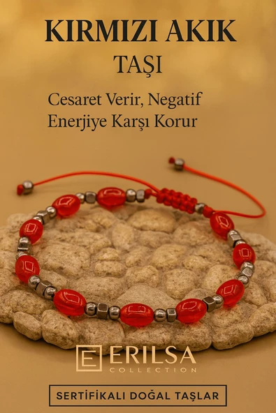 Sertifikalı Kırmızı Akik Taşı Bileklik Cesaret Verir ve Negatif Enerjiye Karşı Kalkan Oluşturur ürün görseli 1