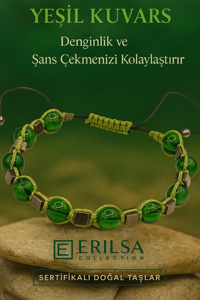 Sertifikalı Yeşil Kuvars Taşı Bileklik Dinginlik Sağlar ve Şans Enerjisini Hayatınıza Çeker ürün görseli 1