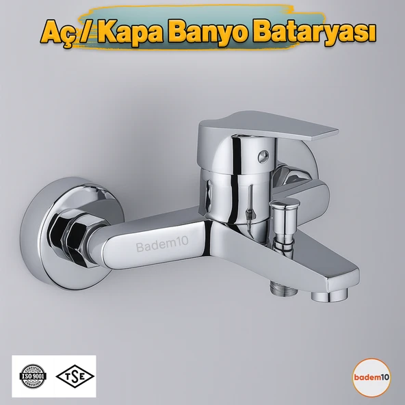 Premium Tek Kollu Aç Kapa Krom Banyo Bataryası Duvar Tipi Armatür Modern Tasarım Sıcak Soğuk Ayarlı ürün görseli 1