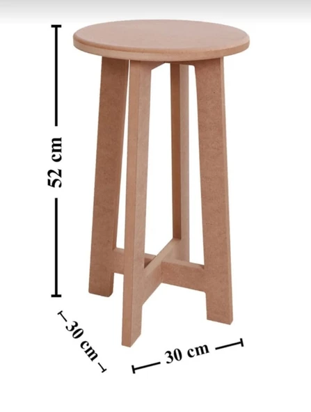 Boyanabilir Ahşap MDF Yuvarlak Demonte Tabure 30x50 cm ürün görseli 1