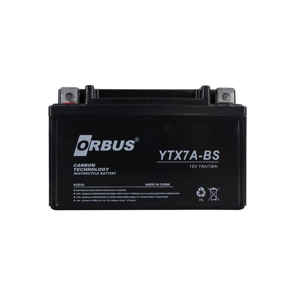 Orbus YTX7A-BS 12V 7A Motosiklet Aküsü (152 X 88 X 98 MM) ürün görseli 1