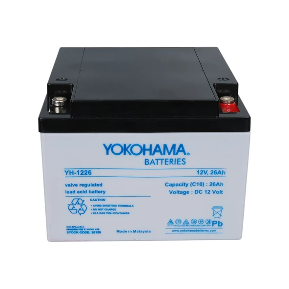 Yokohama YH-122.6 12 Volt 26 Amper Akü (165x176x125 mm) ürün görseli 1