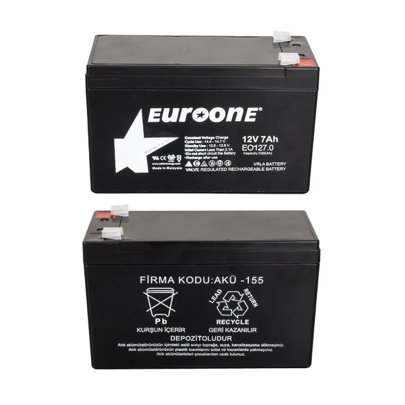 Euroone EO127.0 12 Volt 7 Amper Bakımsız Kuru Akü ürün görseli 1