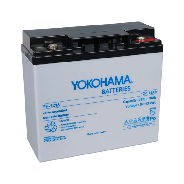 Yokohama YH-121.8 12 Volt 18 Amper Akü (181x76x167 mm) ürün görseli 1