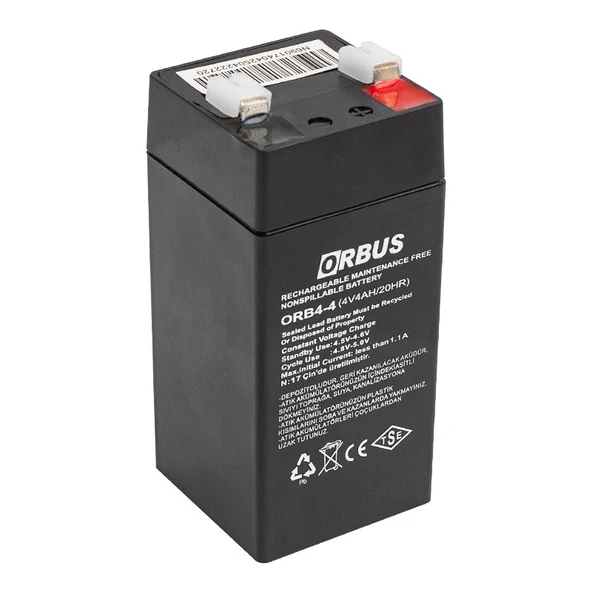 Orbus ORB4-4 4 Volt 4 Amper Dik Akü (45x45x100 Mm) ürün görseli 1