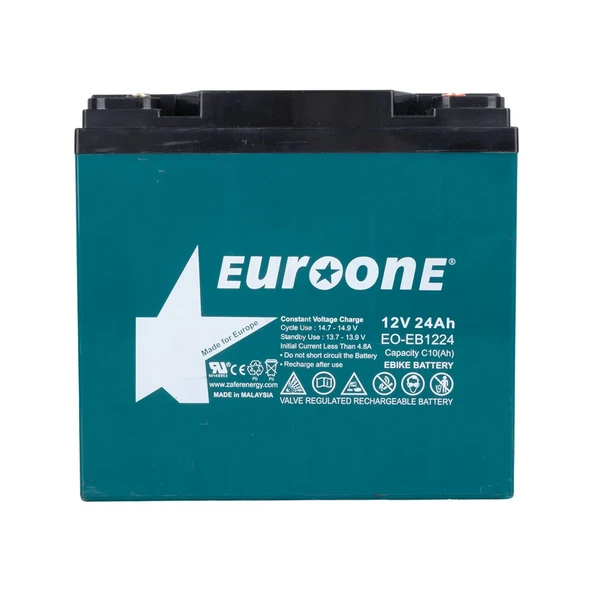 Euroone EO-EB1224 12Volt 24Amper E-Bike Elektrikli Bisiklet Aküsü (180 X 76 X 167 MM) ürün görseli 1