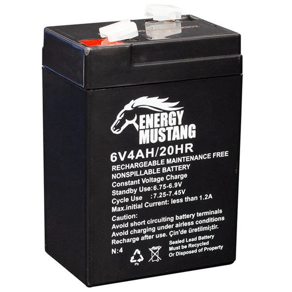 Energy Mustang 6 Volt 4 Amper Kuru Işıldak Aküsü ürün görseli 1