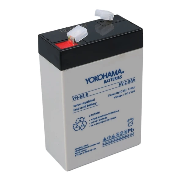 Yokohama YH-62.8 6 Volt - 2.8 Amper Dik Akü (66x33x97 mm) ürün görseli 1