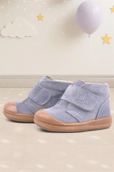 Rakerplus Yoohoo Hakiki Deri Gri Cırtlı Unisex Bebek Bot ürün görseli 1