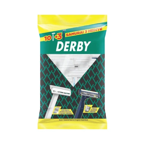 Derby Tek Bıçaklı + Samurai Tıraş Bıçağı 10+3 Adet 4 Paket ürün görseli 1