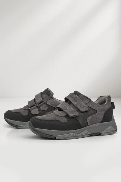 Rakerplus Hakiki Deri Gri Çocuk Sneakers Spor Ayakkabı ürün görseli 1