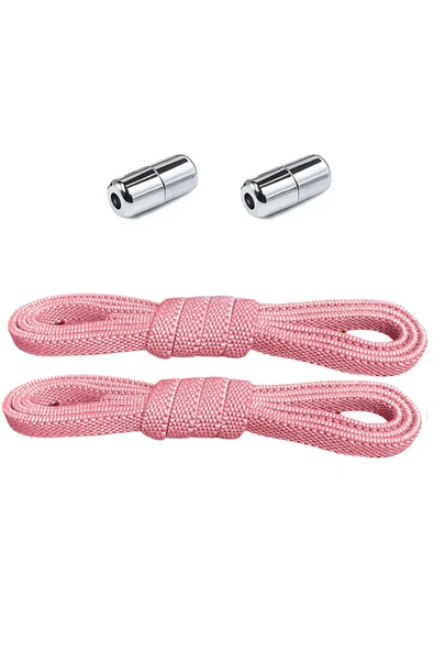 Ayarlanabilir 1 Çift Pembe Vidalı Kapsül Uçlu 6 MM Lastik Pratik Bağcık ürün görseli 1