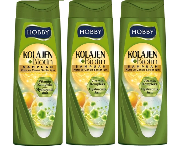 Hobby Şampuan Keratin Kafein Kuru Ve Cansız Saçlar Hyaluronik Asit 480 Ml x 3 Adet ürün görseli 1
