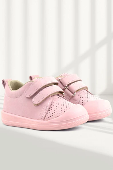 Rakerplus Sonic Hakiki Deri Pembe Cırtlı Anatomik Bebek Spor Ayakkabı Sneaker ürün görseli 1