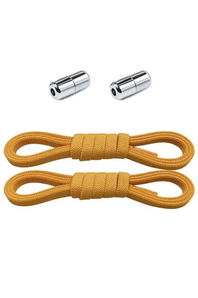 Ayarlanabilir 1 Çift Hardal Sarı Vidalı Kapsül Uçlu 6 MM Lastik Pratik Bağcık ürün görseli 1