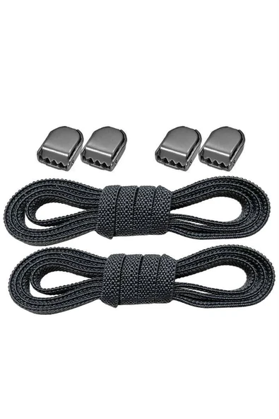 Akıllı Kilitli Ayarlanabilir Siyah 6 MM Lastik Pratik Bağcık 1 Çift ürün görseli 1