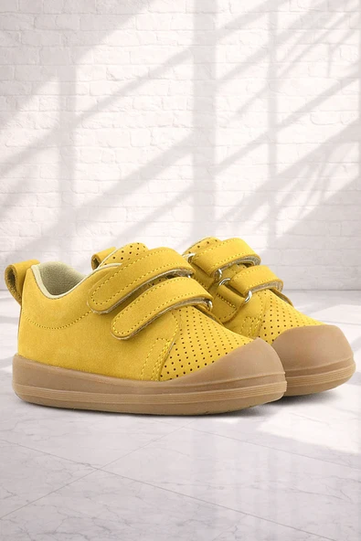 Rakerplus Sonic Hakiki Deri Sarı Cırtlı Anatomik Bebek Spor Ayakkabı Sneaker ürün görseli 1